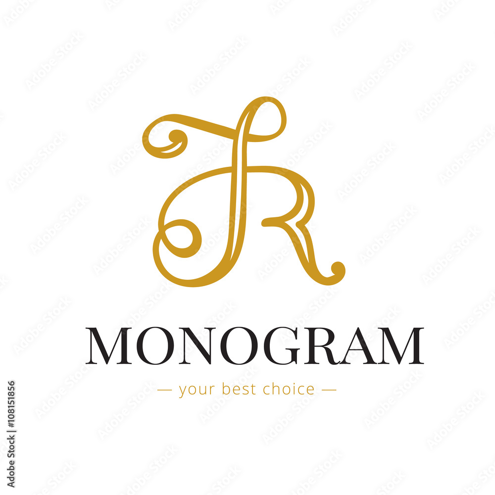 Vector elegant hand lettered R letter monogram logo. Boutique logo Vector elegant hand lettered R letter monogram logo. Boutique logo