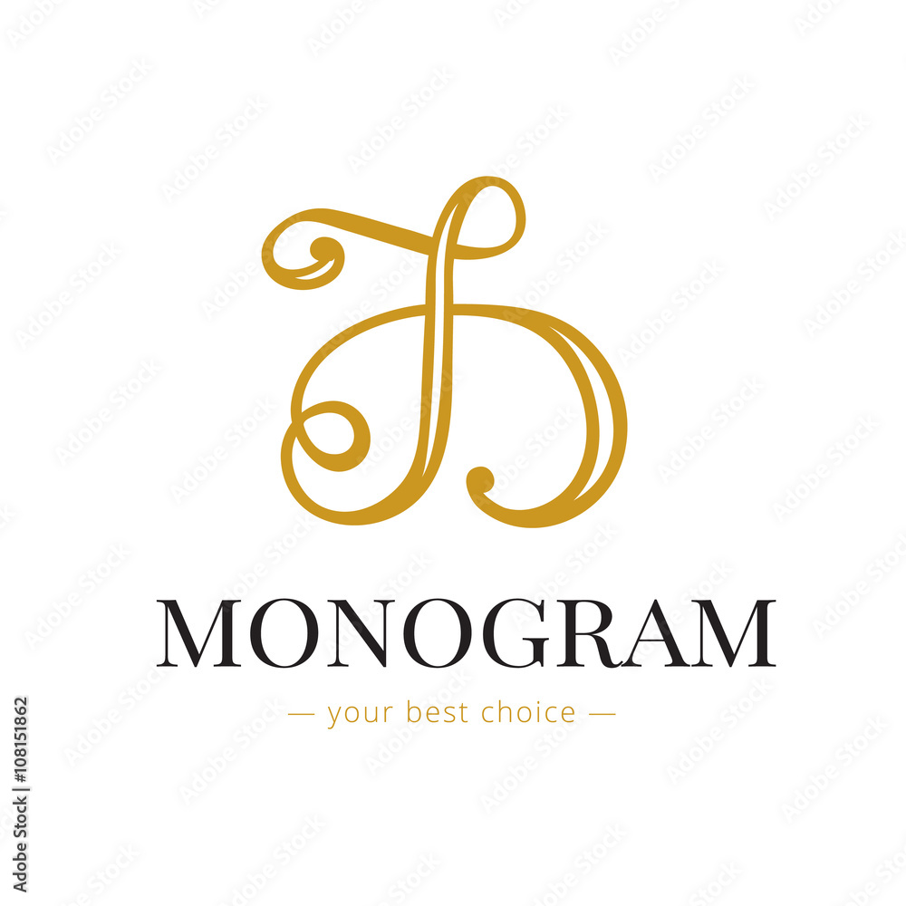 Fototapeta premium Vector elegant hand lettered D letter monogram logo. Boutique logo