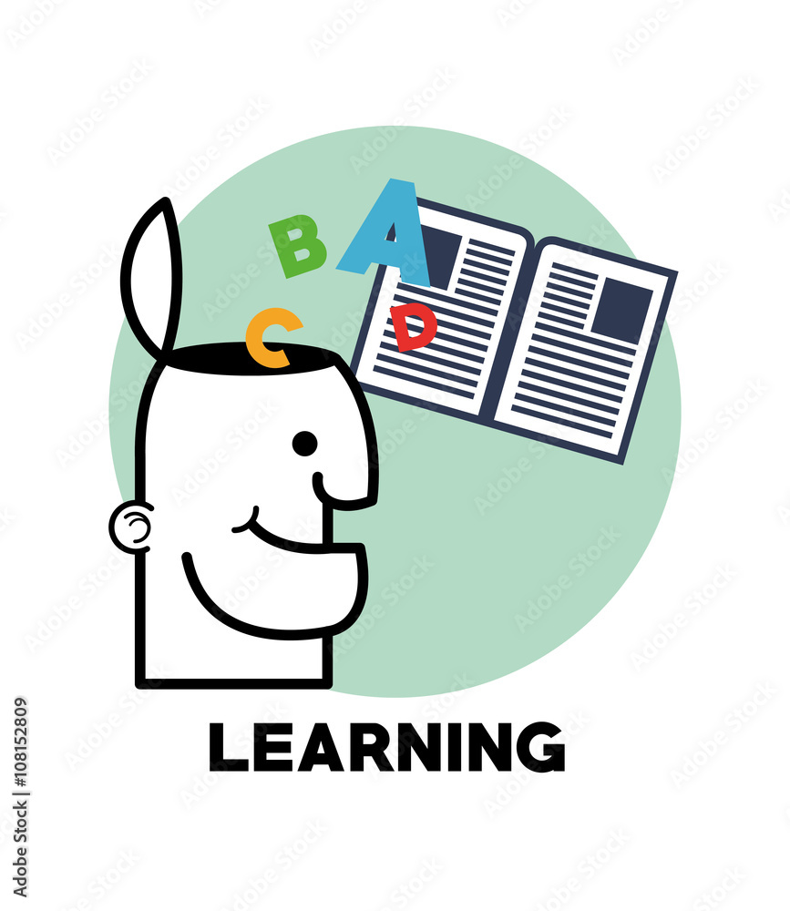 Graphic design of learning , vector illustration