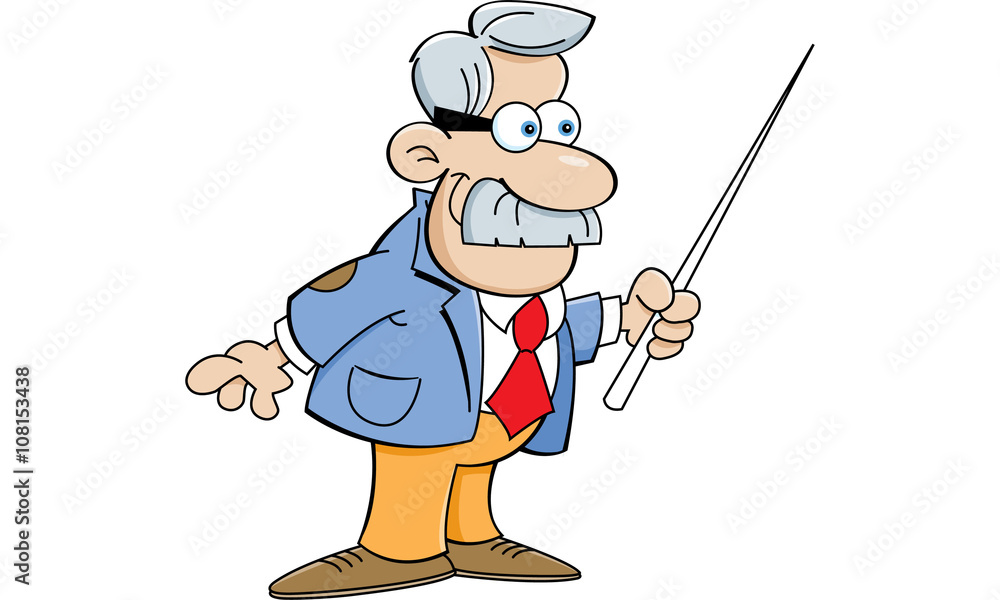Cartoon illustration of a man holding a pointer. Cartoon illustration of a man holding a pointer.