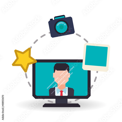 Wallpaper Mural man and social media design, vector illustration Torontodigital.ca