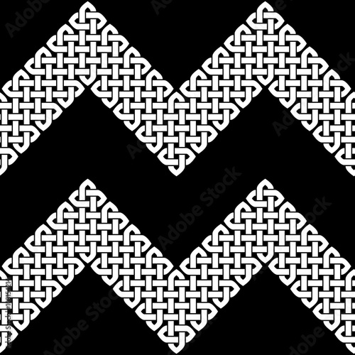 Asian (Chinese, Korean or Japanese) style knot seamless border or pattern. White knots on dark background, isolated. Vector illustration.