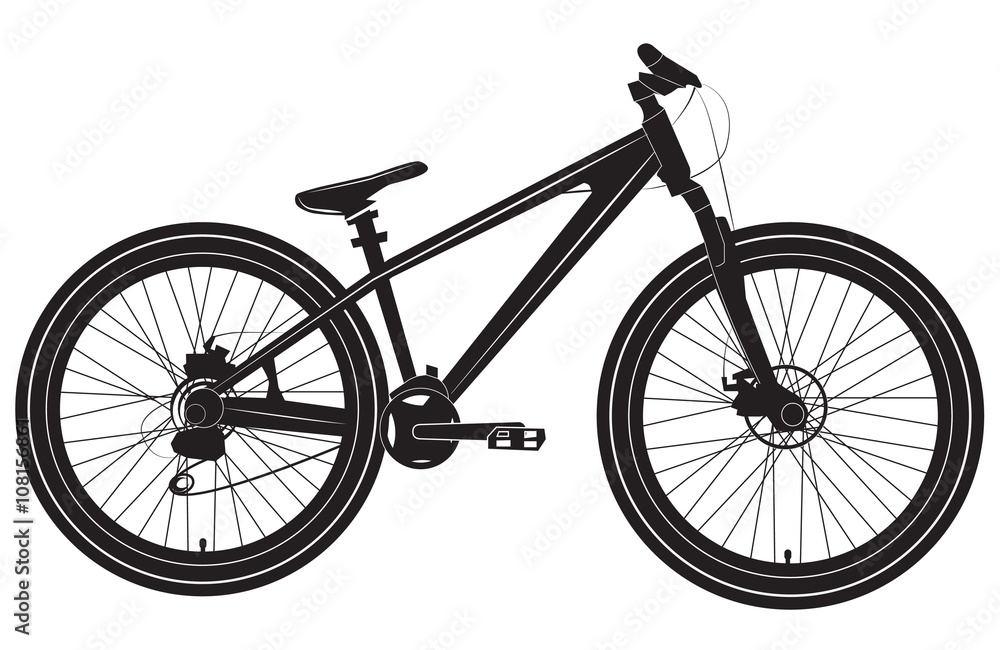 Bike Bicycle black and white. Vector illustration.