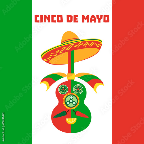 Mexican Fiesta party advertisement. Holiday Cinco de mayo. Design idea to advertise fiesta party in Mexica. Template for fiesta decoration. Vector illustration