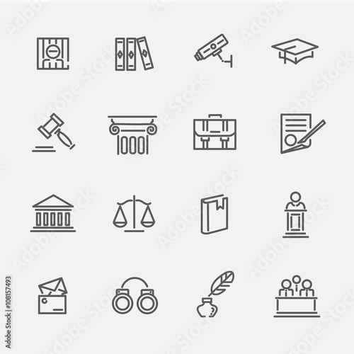 Legal, law and justice icon set