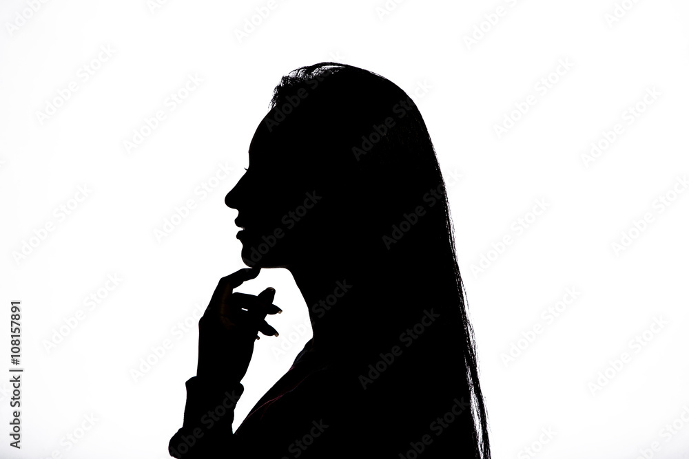 Woman meditating silhouette