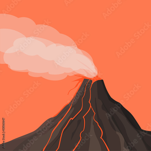 Volcano eruption. Vector illustration