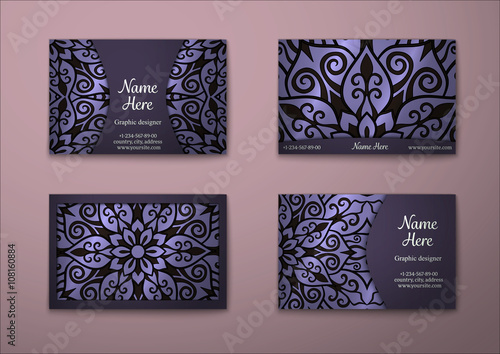 Vector vintage visiting card set.