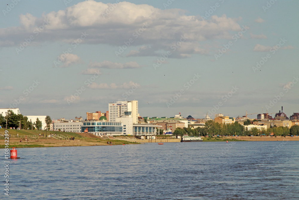 OMSK, RUSSIA - JUNE 21, 2010: River Irtysh in Omsk, Russia