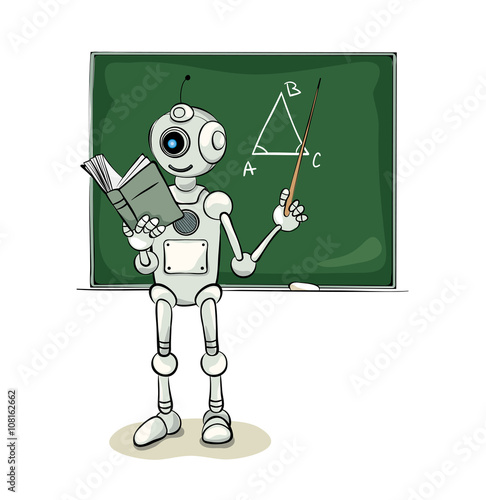 Smiling natured robot teacher, vector illustration