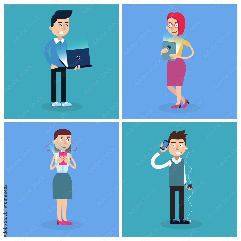 IT People. IT Professional. Programmer with Laptop. Woman with Tablet IT People. IT Professional. Programmer with Laptop. Woman with Tablet