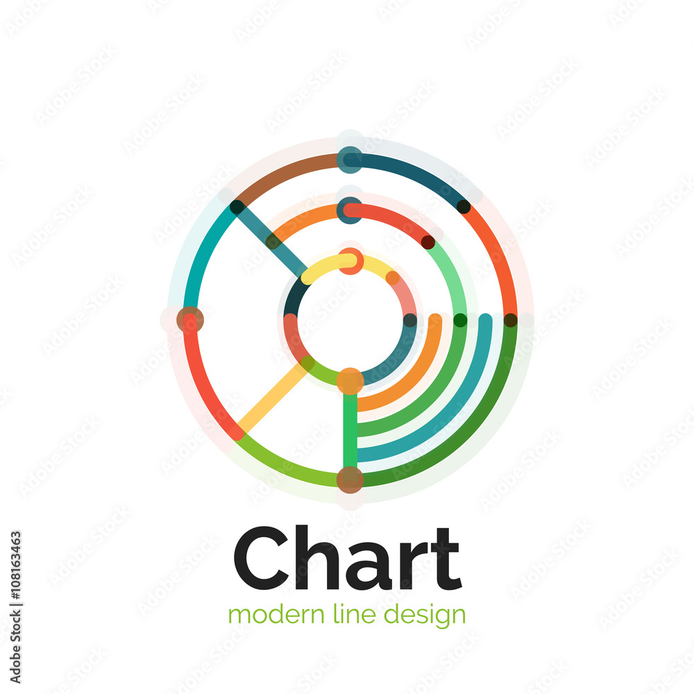 Thin line chart logo design. Graph icon modern colorful flat style Thin line chart logo design. Graph icon modern colorful flat style