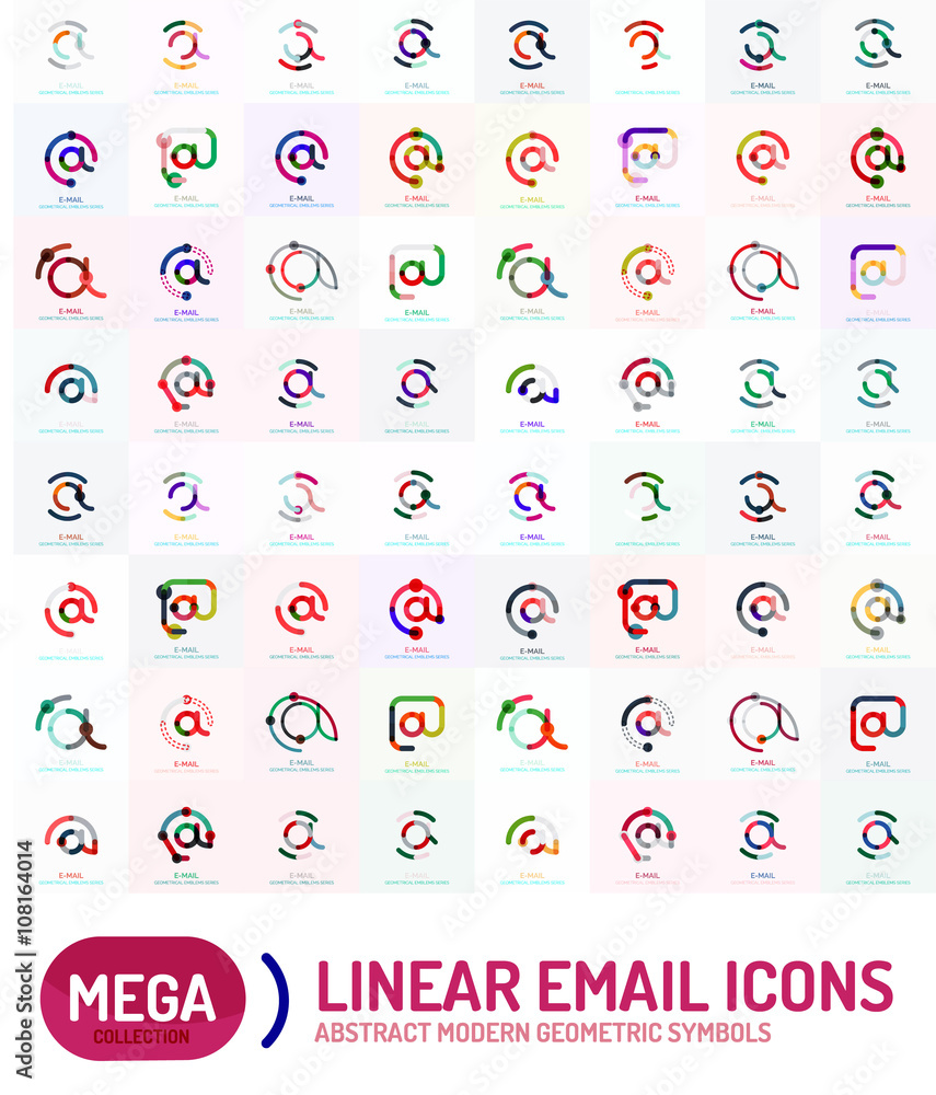 Naklejka premium Mega set of email logos