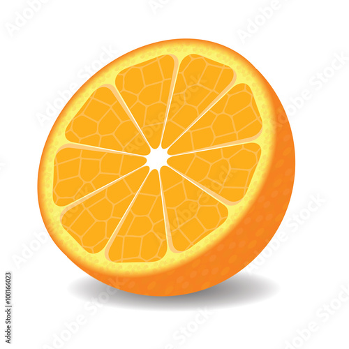 Half of orange on white background