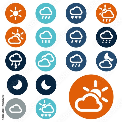 Set of weather icons. Button. Vector illustration.