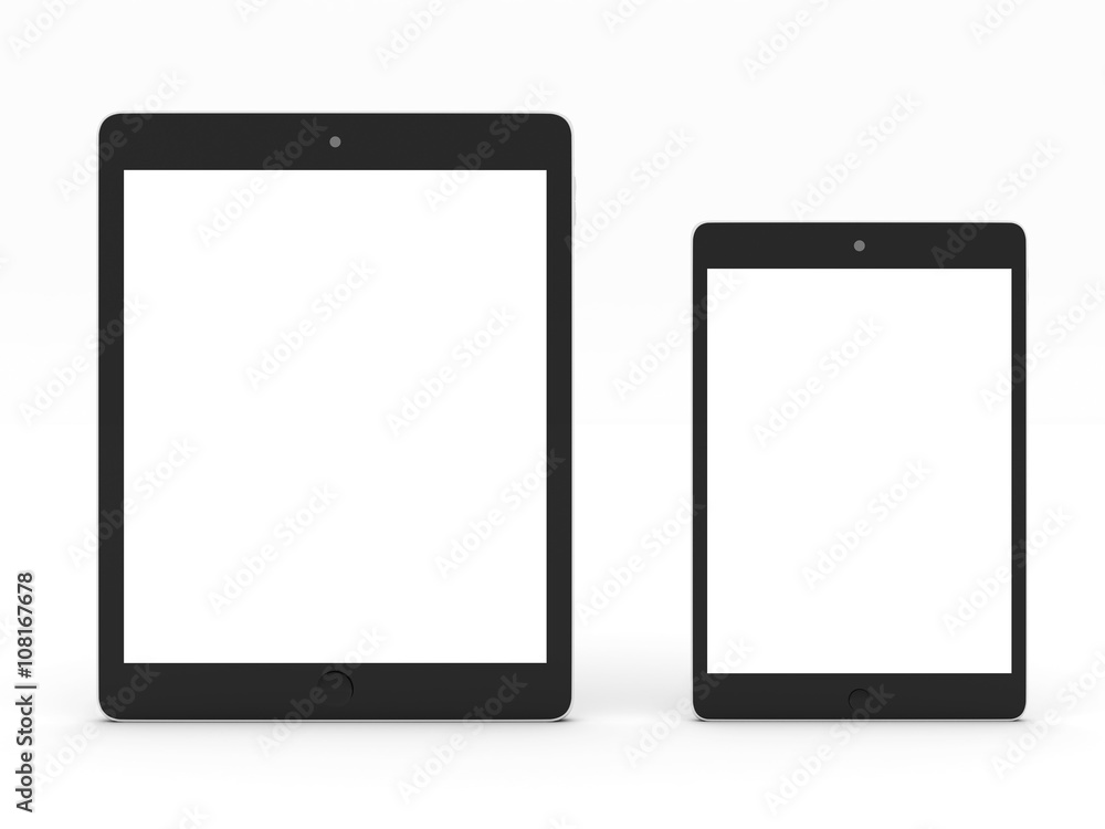 Tablet computer and mini tab with white blank screen Tablet computer and mini tab with white blank screen