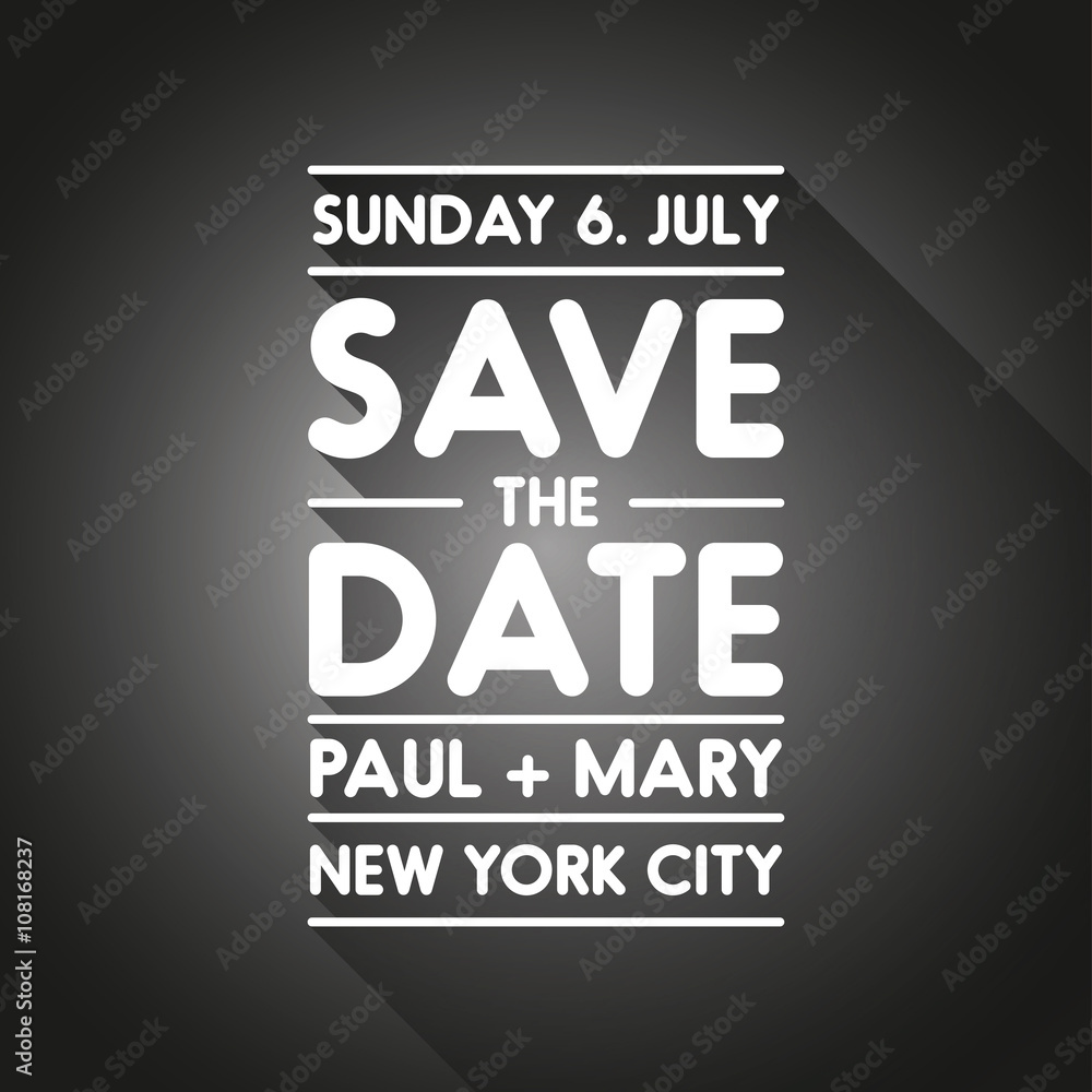 Typographic black wedding announcement - Save the date Typographic black wedding announcement - Save the date