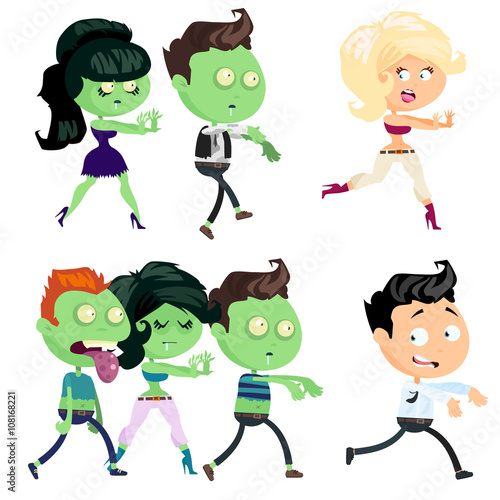 Set of a zombie isolated on white background.