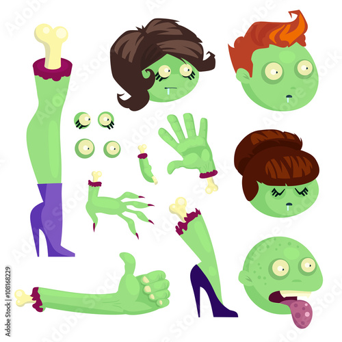 Set of body parts of a zombies.