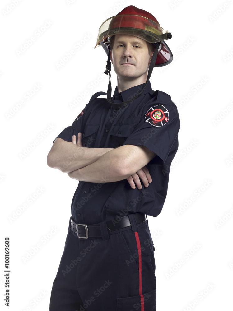 firefighter with arm crossed