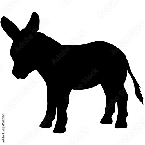 silhouette of a little donkey. black vector illustration. esp10