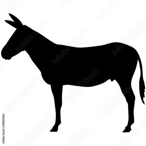 silhouette of a donkey. black vector illustration. esp10