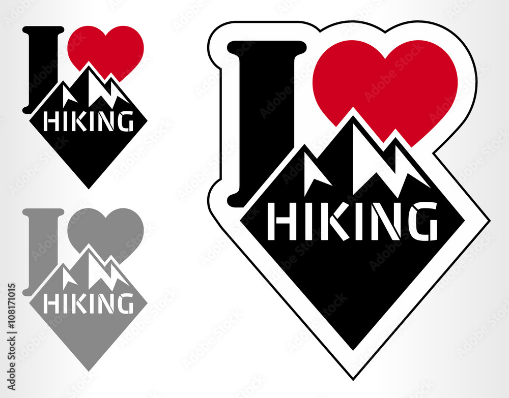 vector hiking emblem labels with mountains. I love hiking vector hiking emblem labels with mountains. I love hiking