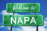 napa vintage green road sign with blue sky background