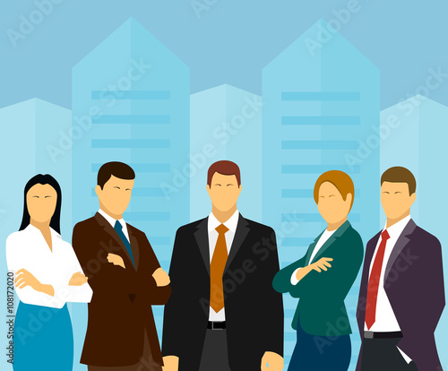  group of business people on a background a megalopolis