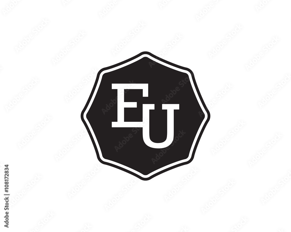 Obraz premium EU retro initial monogram letter logo. vintage label typography.