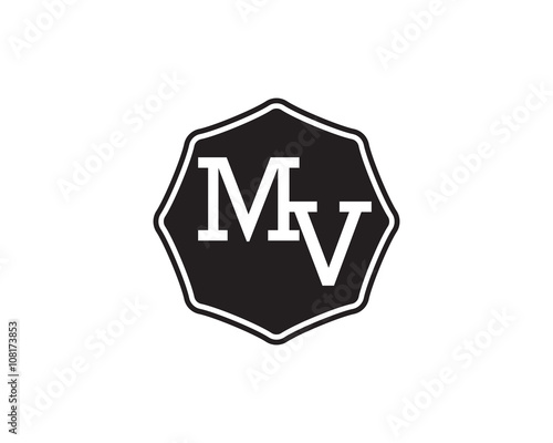 MV retro initial monogram letter logo. vintage label typography. © vectorlia