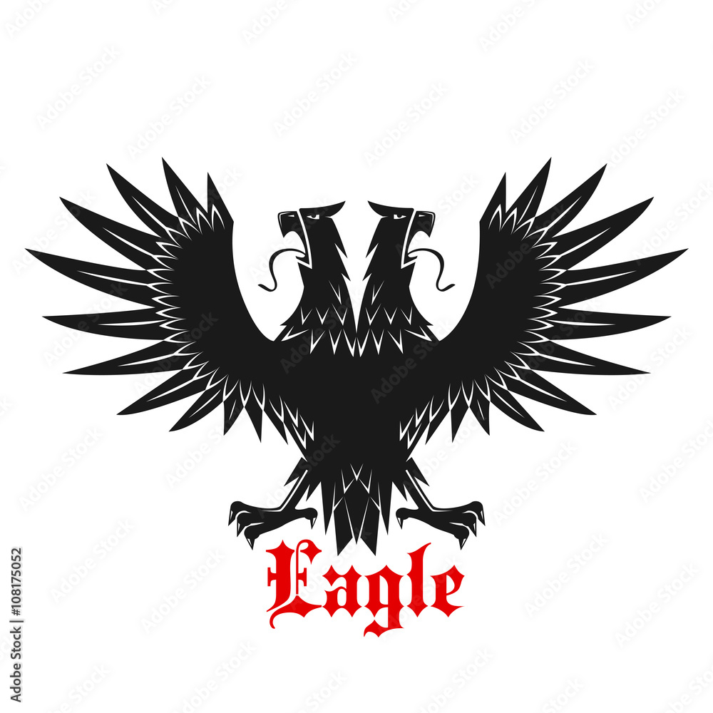 Obraz premium Double headed black heraldic eagle icon