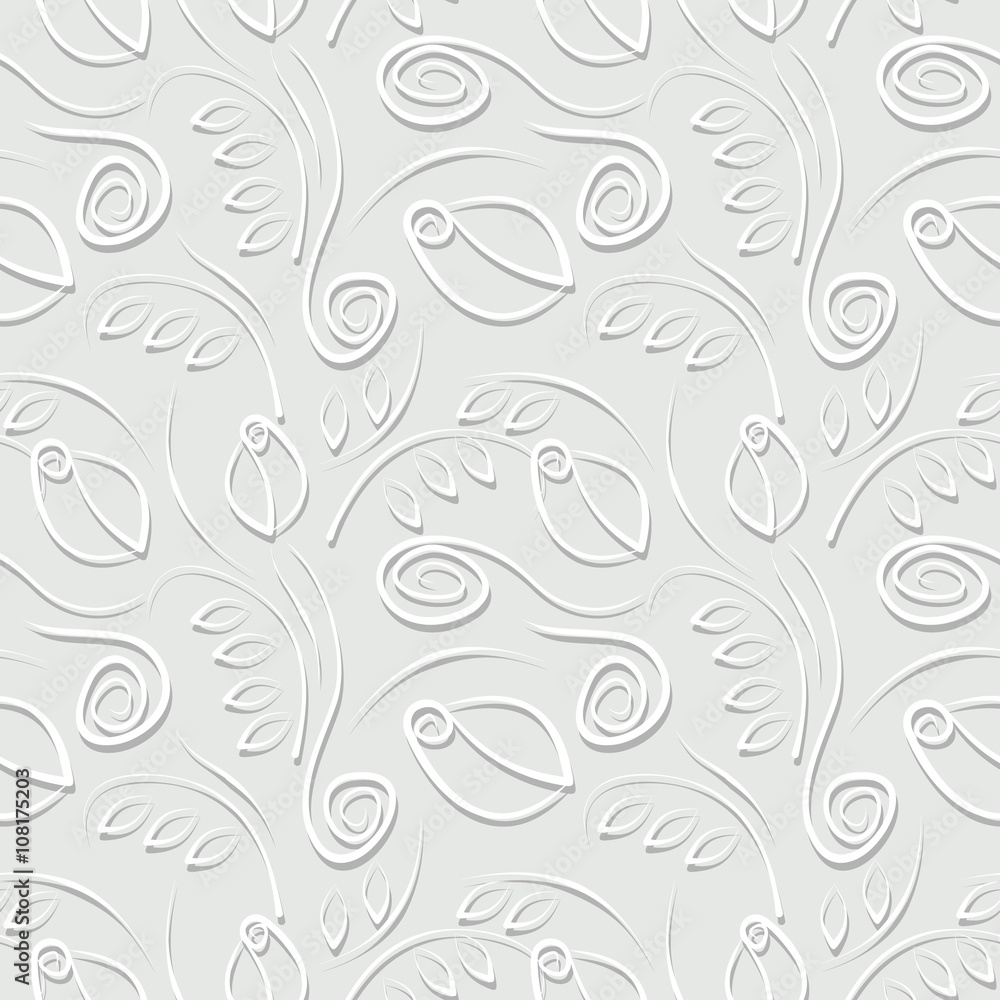 Seamless vector floral pattern. Decorative ornamental pastel gray background with roses, leaves and decorative elements. Series of Floral Seamless Patterns