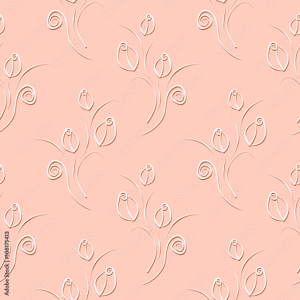 Seamless vector floral pattern. Decorative ornamental pastel red background with roses, leaves and decorative elements. Series of Floral Seamless Patterns