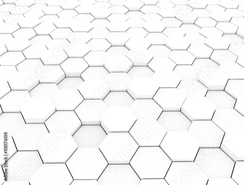 Hexagon pattern 3d white background 