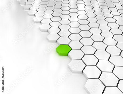 Hexagon pattern one green standing out