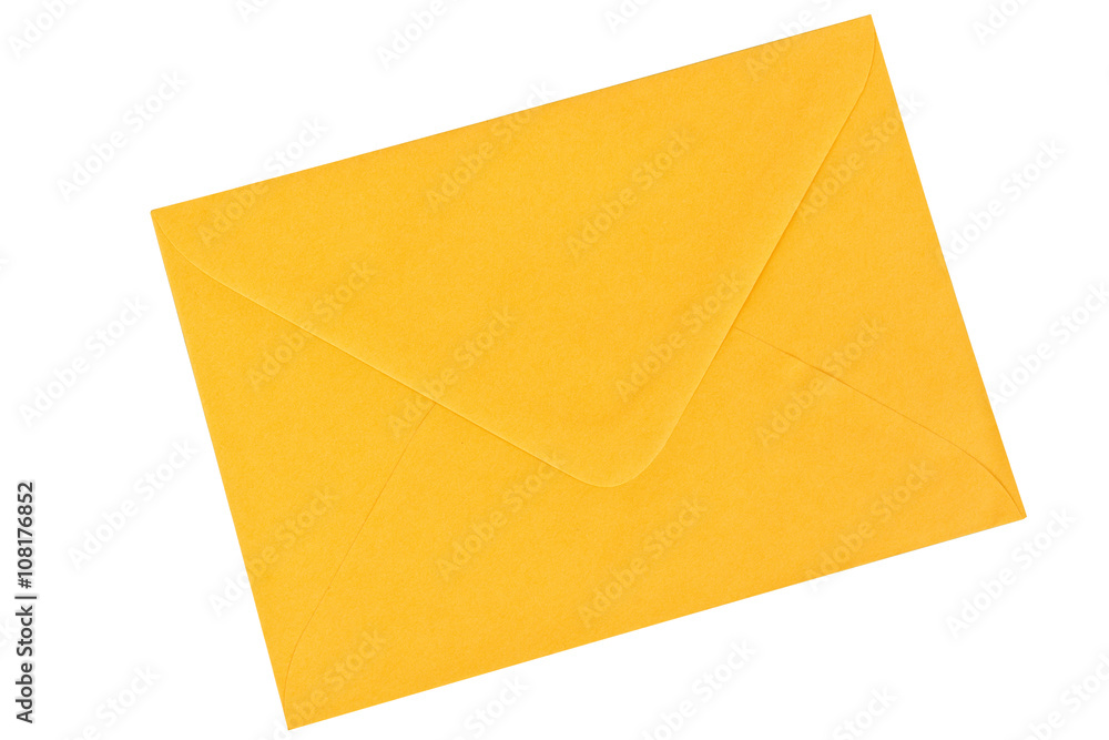 Yellow envelope on a white background
