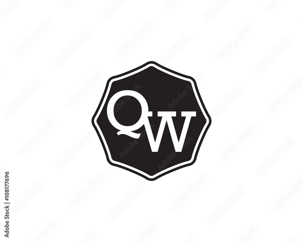 QW retro initial monogram letter logo. vintage label typography.