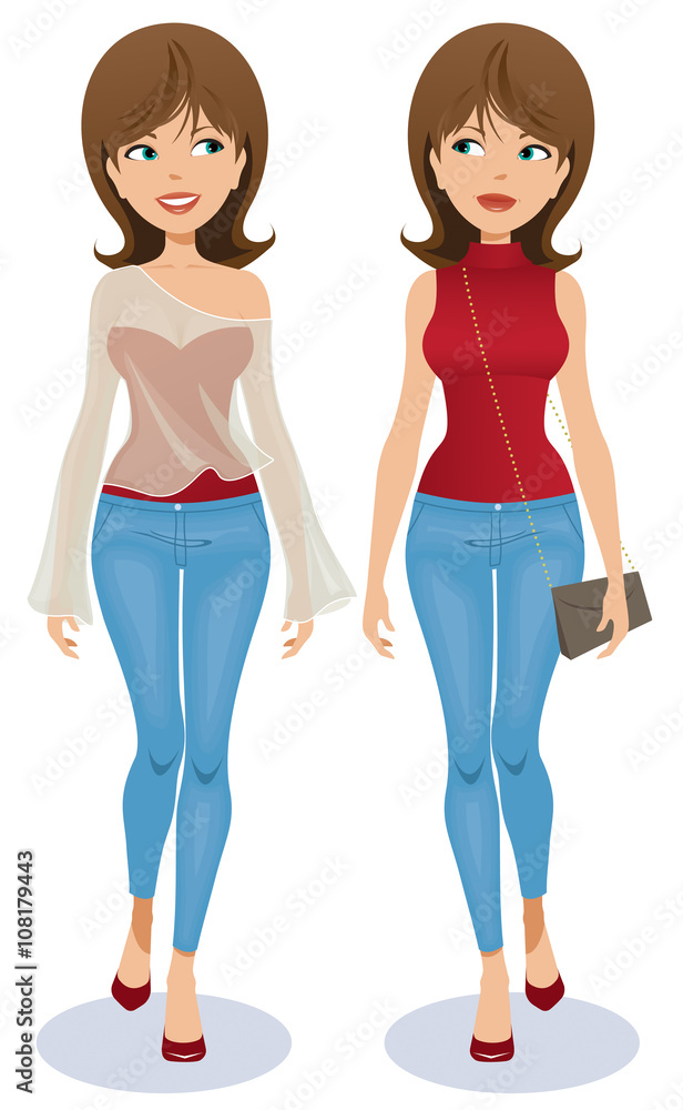 Young woman wearing casual outfit takes a walk Young woman wearing casual outfit takes a walk