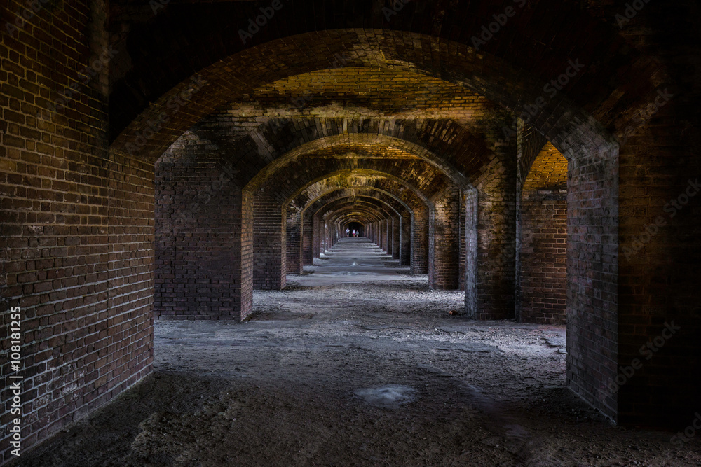 The crystal clear waters of the Gulf of Mexico surround Civil War Historic Fort Jefferson in the Dry Tortugas