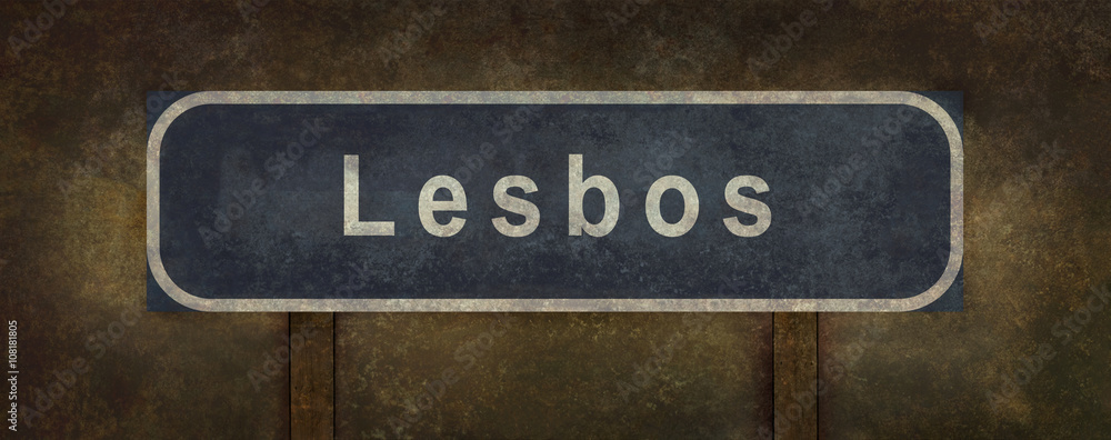 Lesbos roadside sign illustration