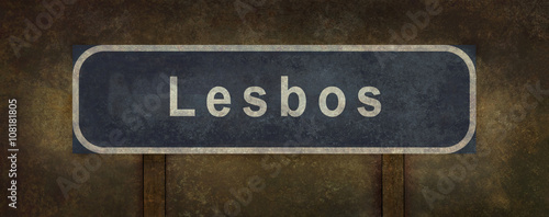 Lesbos roadside sign illustration