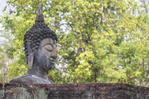 The ancient buddha at Sukothai province Thailand.