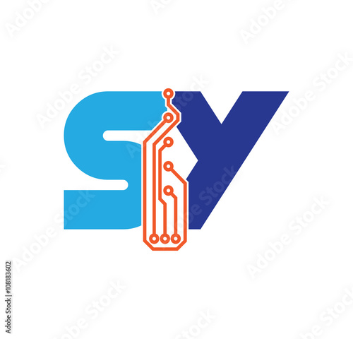 sy logotype simple tech