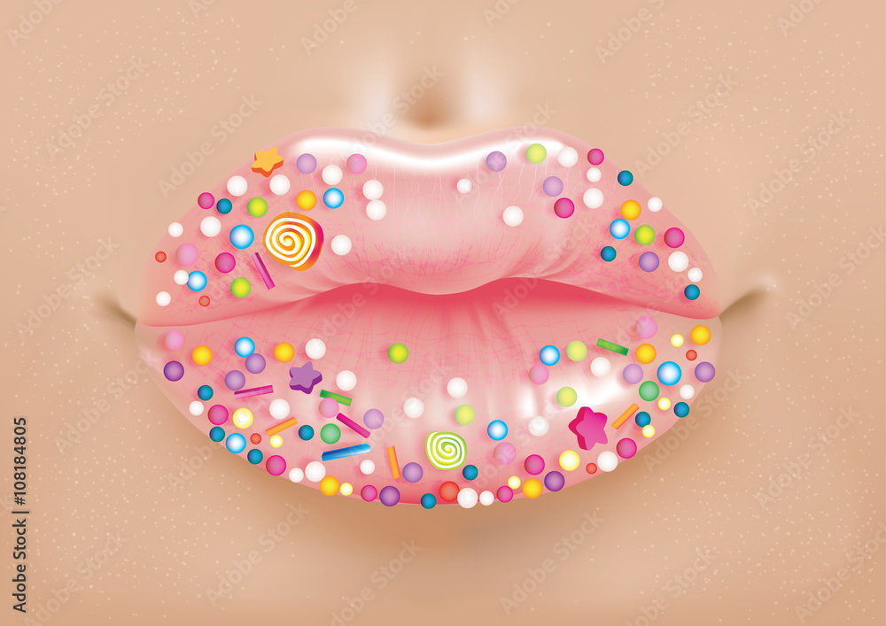 Naklejka premium Shiny candy lips