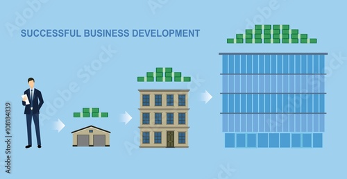Successful business development. Vector illustration.