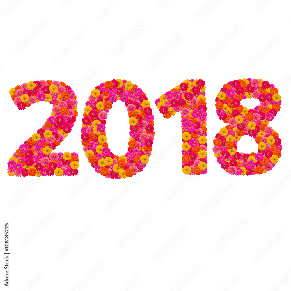 Numbers 2018 made from Zinnias flowers Numbers 2018 made from Zinnias flowers