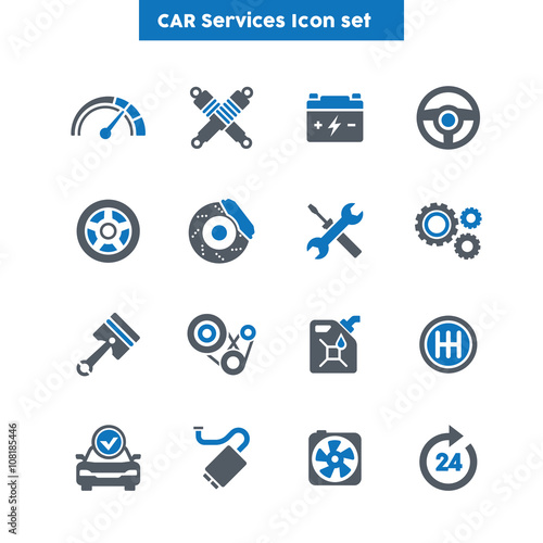 Car Services icon set, Car maintenance graphic vector set