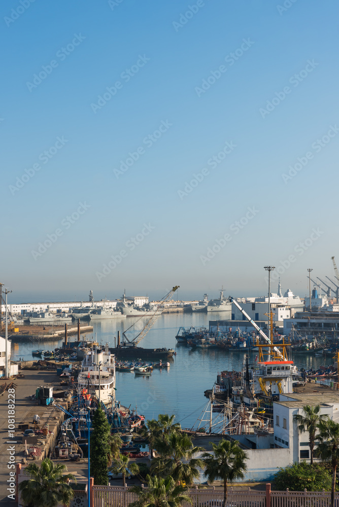 The Casablanca port in the morning time