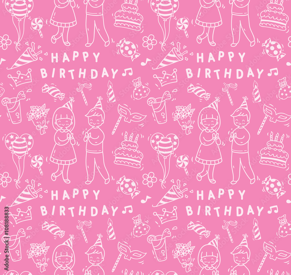 Birthday party doodle seamless background, birthday party design element Birthday party doodle seamless background, birthday party design element